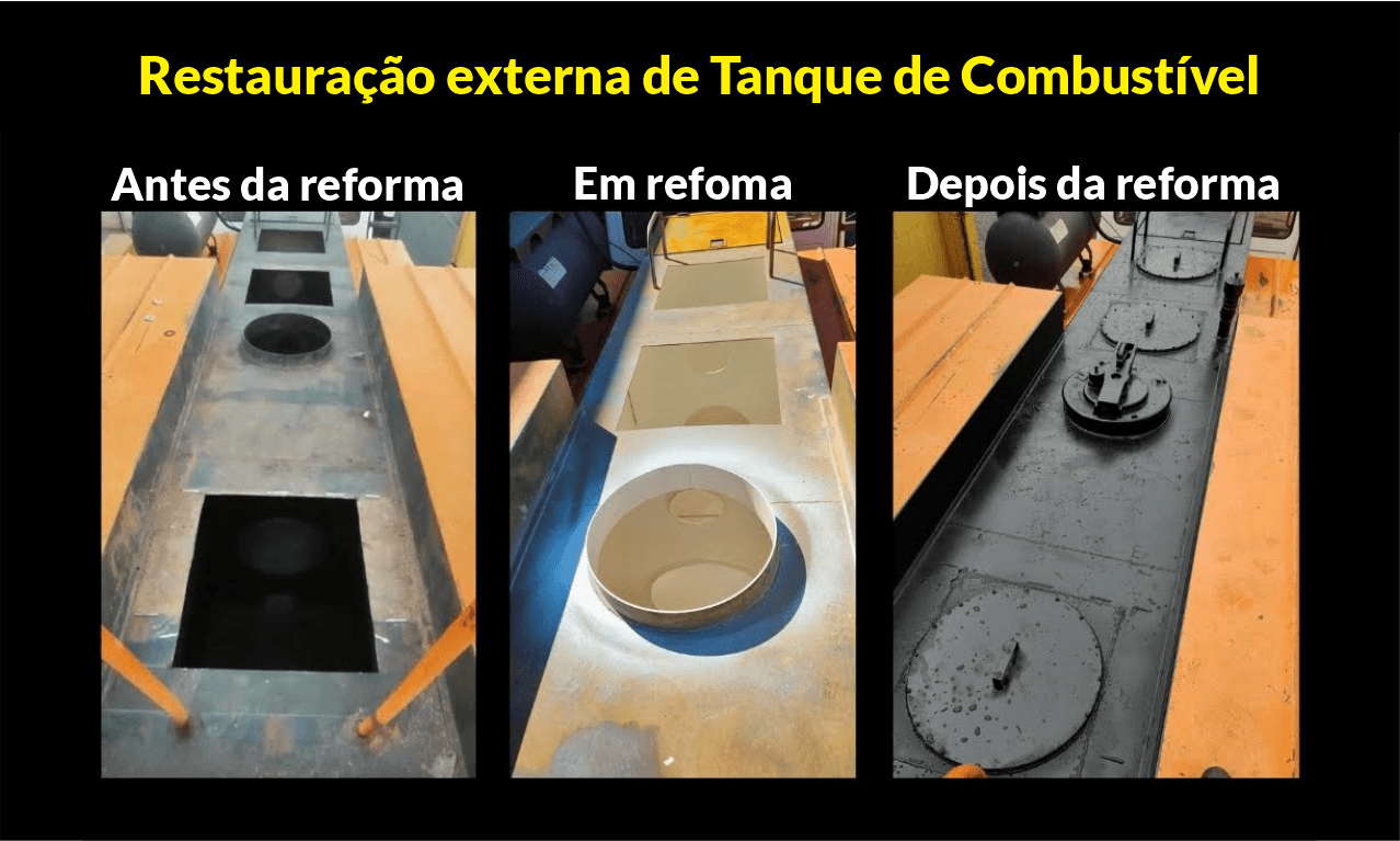 Antes e depois da restauração de motor